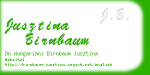 jusztina birnbaum business card